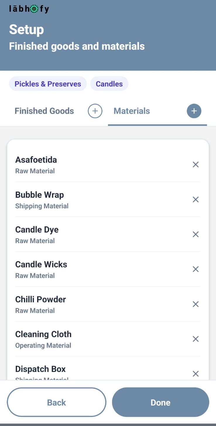 lābhofy setup - the raw, packing and shipping materials pre-loaded for your trade